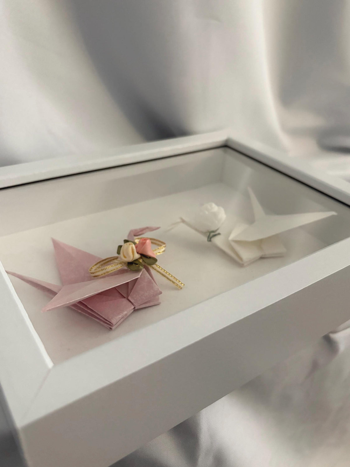 Sakura washi origami crane wedding frame, made in Japan