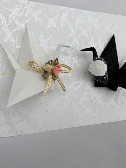 Hand-folded washi origami crane wedding frame, made in Japan