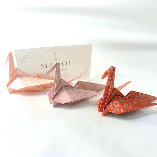 Sakura washi origami crane place card holders