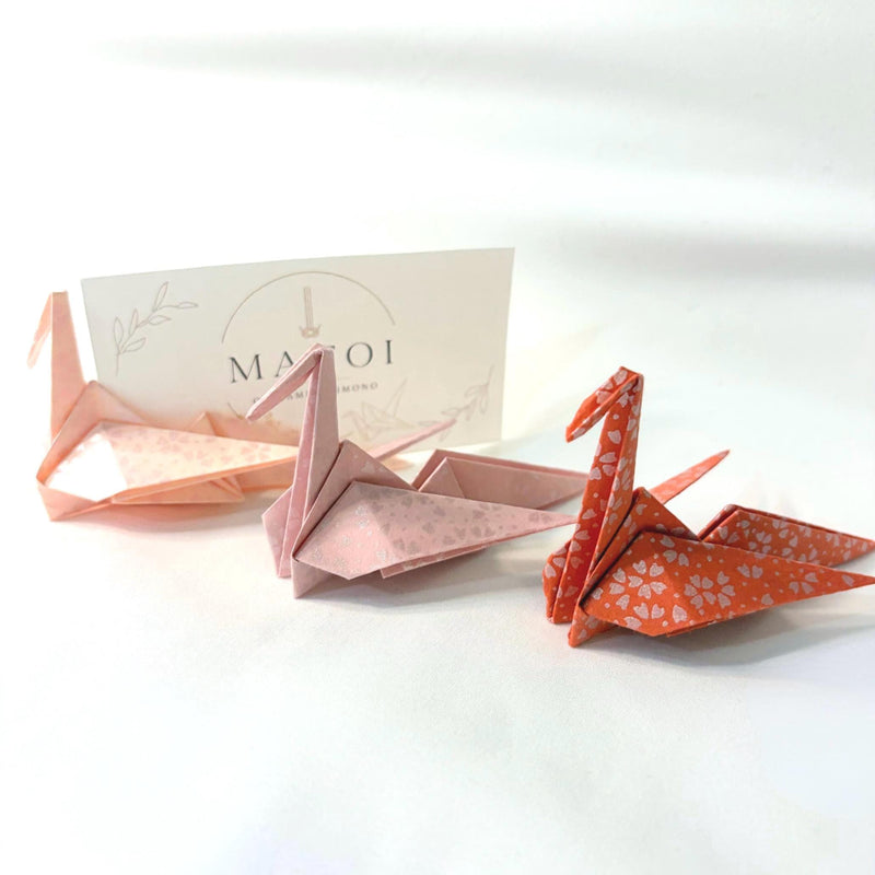 Sakura washi origami crane place card holders