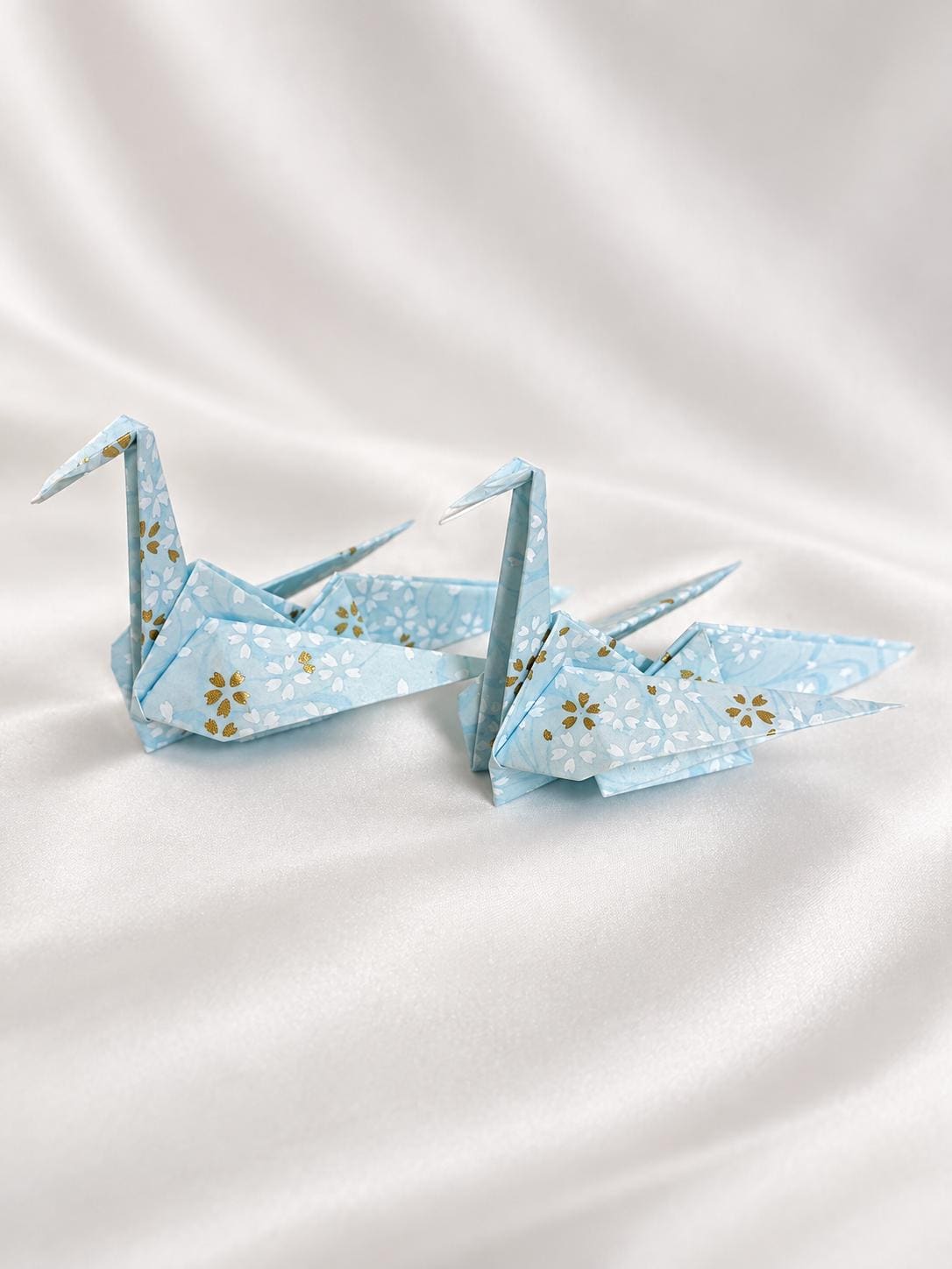 Powder blue washi origami crane place card holder