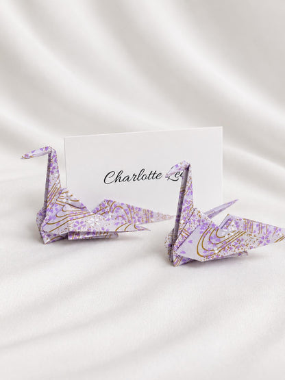 Lavender washi origami crane place card holder