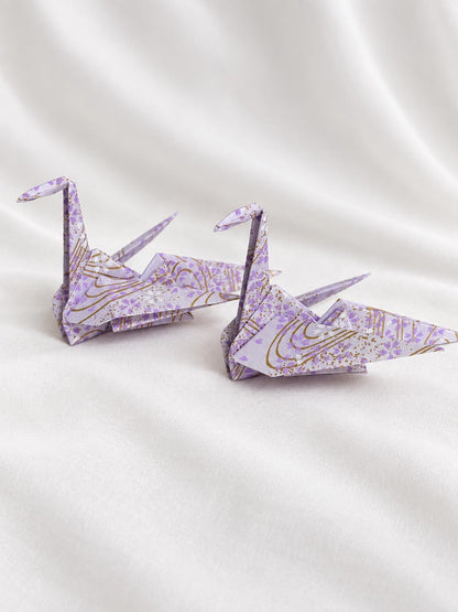 Lavender washi origami crane place card holder