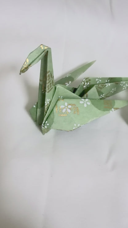 Sage Green Sakura Washi Origami Crane Place Card Holders